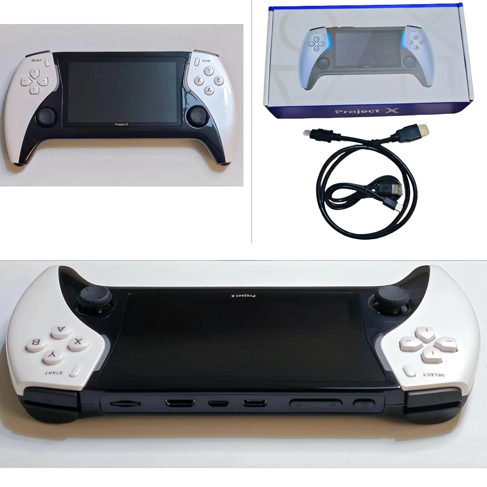 Handheld Gaming Console - Black and White | Plug & Play | Accesories & Content